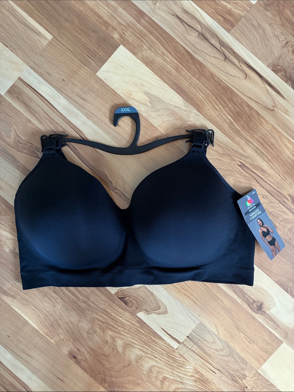Fruit of the Loom Black Seamless Wireless T Shirt Bra - Size 3XL